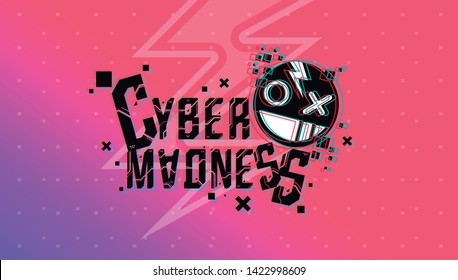 Cyber madness Creative logo. Vector template for web and print.