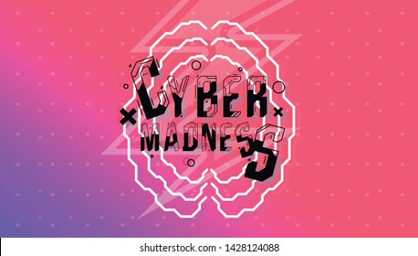 Cyber madness Creative logo. Vector template for web and print.