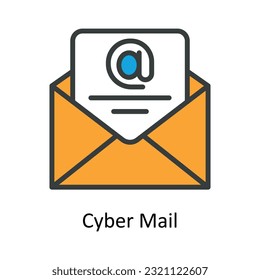 Cyber Mail Vector Fill outline Icon Design illustration. Cyber security  Symbol on White background EPS 10 File