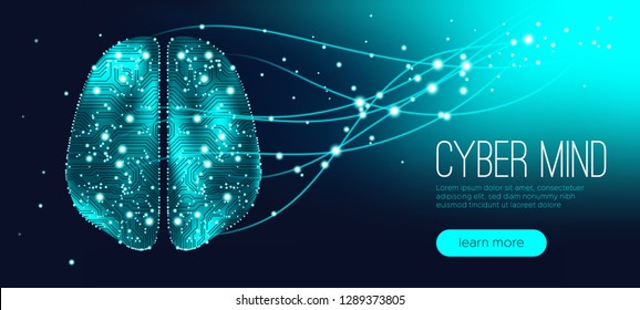 Cyber Mind Artificial Intelligence Concept Brain Stock Vector (Royalty ...