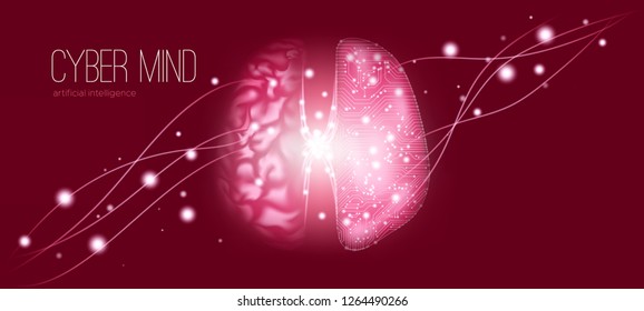 Cyber Mind, Human Brain Analysis. Digital Technology, Science Innovation. Cyber Machine Learning, Virtual Mind Concept. Artificial Intelligence (AI) Design. Neural Connection Visualization, Big Data.