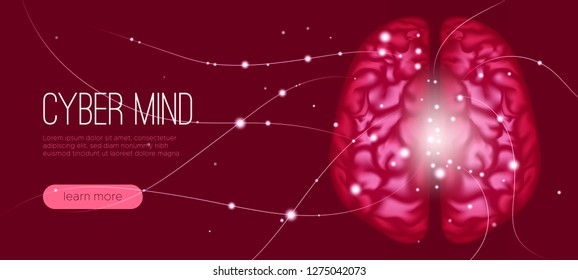 Cyber Mind, Human Brain Analysis. Digital Technology, Science Innovation. Cyber Machine Learning, Virtual Mind Concept. Artificial Intelligence (AI) Design. Neural Connection Visualization, Big Data.