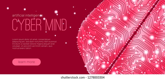 Cyber Mind, Human Brain Analysis. Digital Technology, Science Innovation. Cyber Machine Learning, Virtual Mind Concept. Artificial Intelligence (AI) Design. Neural Connection Visualization, Big Data.