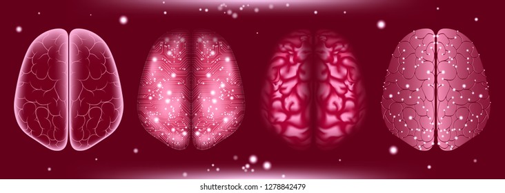 Cyber Mind, Human Brain Analysis. Digital Technology, Science Innovation. Cyber Machine Learning, Virtual Mind Concept. Artificial Intelligence (AI) Design. Neural Connection Visualization, Big Data.