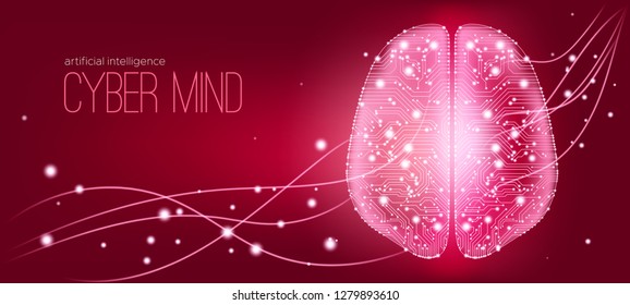 Cyber Mind, Human Brain Analysis. Digital Technology, Science Innovation. Cyber Machine Learning, Virtual Mind Concept. Artificial Intelligence (AI) Design. Neural Connection Visualization, Big Data.