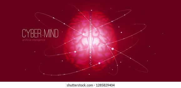 Cyber Mind, Human Brain Analysis. Digital Technology, Science Innovation. Cyber Machine Learning, Virtual Mind Concept. Artificial Intelligence (AI) Design. Neural Connection Visualization, Big Data.