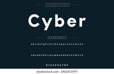Cyber Modern Bold Font. Sans Serif Font. Regular Italic Uppercase Lowercase Typography urban style alphabet fonts for fashion, sport, technology, digital, movie, logo design, vector illustration