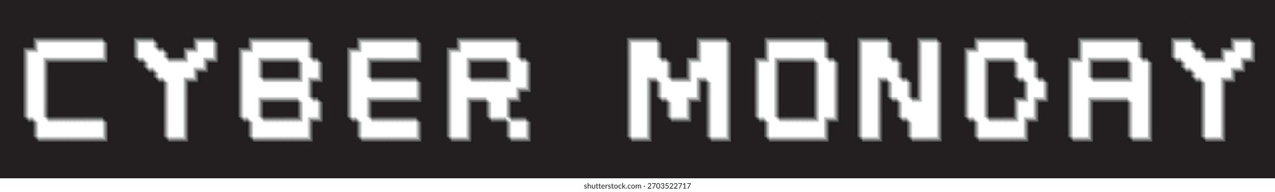 Cyber Monday 2026 distorted pixel typography optical effect for tech and modern marketing layouts for black background - blurred edge retro digital style with glitch optical illusion effect. Vector.