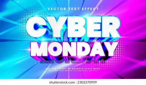 Cyber monday 3d editable vector text style effect. Vector text effect with luxury concept.