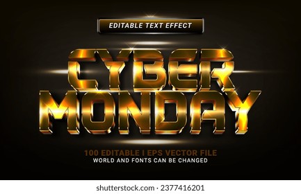 efecto de texto de estilo 3d de ciberlunes