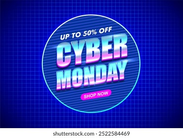 Cyber Monday 50% off banner design, cyber security alert, social media ads design, cover photo, banner, poster, offer, social media post, gift card design, discount banner.