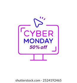 Cyber monday 50 percent off promotional digital ad  