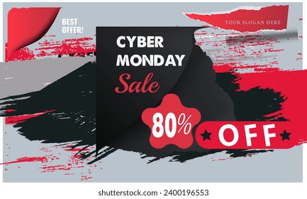cyber monday 80% Sale square banner template for social media posts, mobile apps, banners design, web or internet ads. new black friday design in 2024