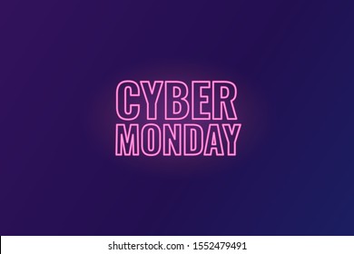 Cyber Monday. Abstract background with neon inscription and gradient spheres. Cyber Monday Sale background. Vector illustration
