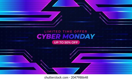 Cyber Monday abstract modern creative colorful gradient background design.
