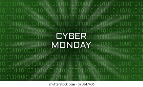 Cyber Monday Abstract Technology Background. Binary Computer Code. Sale concept. Vector Illustration.
