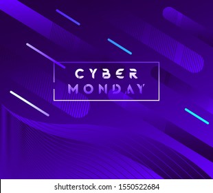 Cyber Monday Background Abstract Futuristic Wavy Shapes Vector