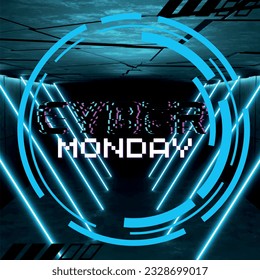Cyber Monday Background Abstract Futuristic Wavy Shapes Vector
