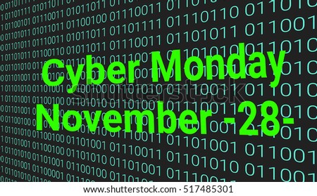 Cyber monday background with abstract matrix background. Sale concept. Vector illustration