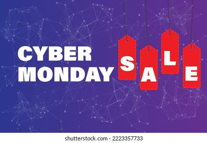 Cyber Monday background banner vector. Cyber Monday festival, today stores will issue a promotion to reduce almost all types of products. Shopping, discount, buy, Cyber Monday Sale background concept