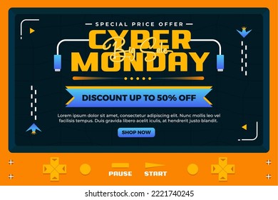 Plantilla de diseño de fondo de Cyber Monday fácil de personalizar diseño sencillo y elegante