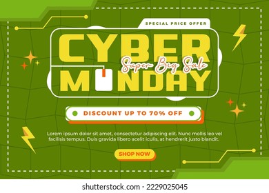 Plantilla de diseño de fondo de Cyber Monday fácil de personalizar diseño sencillo y elegante