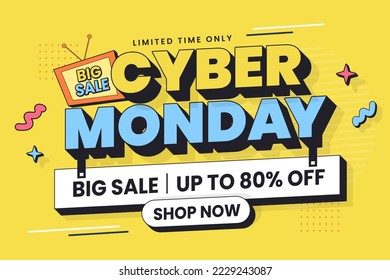 Plantilla de diseño de fondo de Cyber Monday fácil de personalizar diseño sencillo y elegante