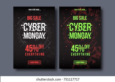 Cyber monday background with futuristic user interface. Sale concept with HUD elements.