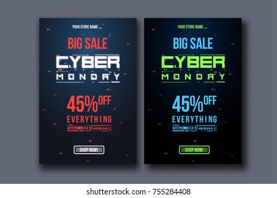 Cyber monday background with futuristic user interface. Sale concept with HUD elements.