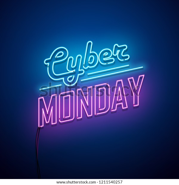 Cyber Monday Background Neon Sign Vector Stock Vector (Royalty Free ...