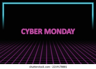 Cyber monday background with neon style. Vector illustration design.