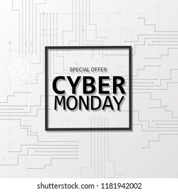 Cyber monday background.  Online sale concept. Vector illustration 