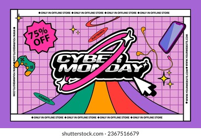 Cyber Monday Background with Retro Style