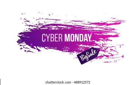 Cyber monday background, sale design template, banner, discount for clothing, electronics, games, furniture, cars, online shopping. Vector illustration. 