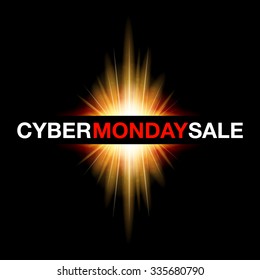 Cyber Monday Background with Sale Tag on Red. Vector
