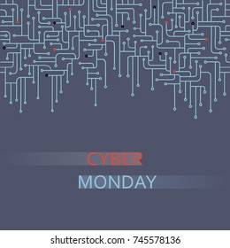 Cyber monday background. Sale technology banner vector illustration
