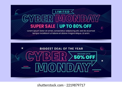 Cyber Monday banner ads design template easy to customize simple and elegant design