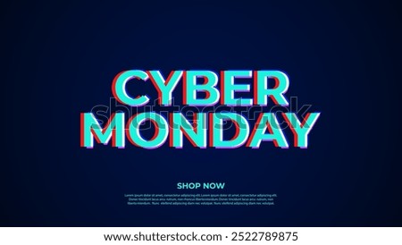 Cyber Monday Banner. E-commerce event promotion background. Online shopping. Vibrant 3d effect. Vector illustration.