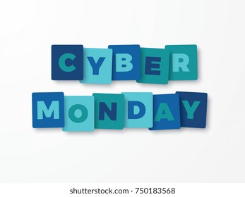 cyber monday banner layout design with shadows from badges