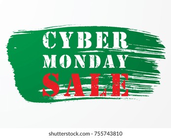 cyber monday banner layout design with text and paint brush spot background
