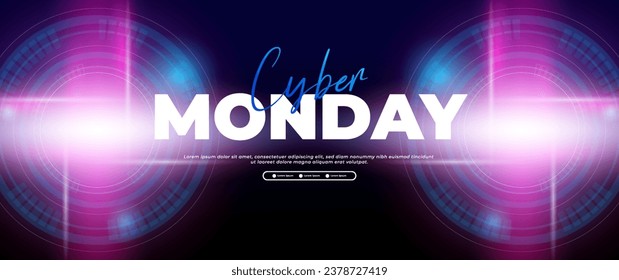 cyber monday banner with light elements