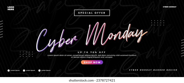 cyber monday banner with light elements