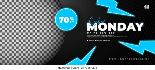 cyber monday banner with light elements