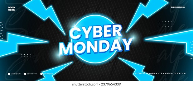 cyber monday banner with light elements