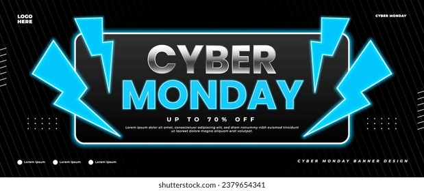 cyber monday banner with light elements