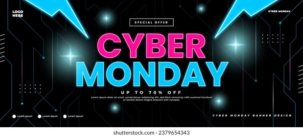 cyber monday banner with light elements