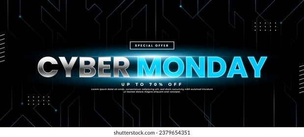 cyber monday banner with light elements