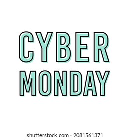 Cyber Monday banner. Minimalist text for promotion, newsletter, social media. Vector illustration, flat design