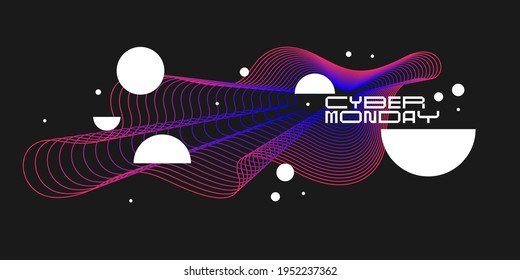 Cyber Monday banner. Modern backgrounds with abstract elements and dynamic shapes. Vector illustration. Template for design and creative ideas.