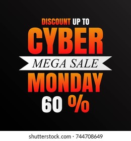 Cyber Monday banner on black background